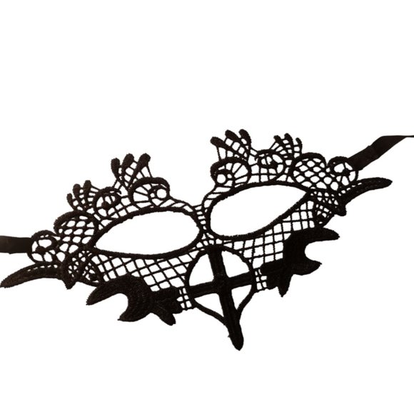 Black Venetian Lace Mask Mardi Gras Carnival Masquerade Halloween Taboo - Picture 1 of 1